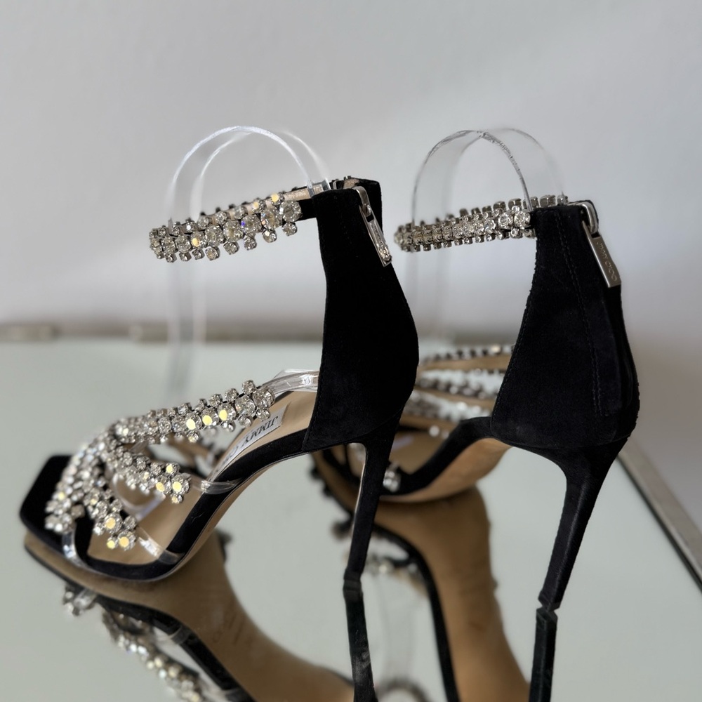 EUC JIMMY CHOO Josefine Crystal Strappy Cocktail Stiletto Sandals - Picture 14 of 15